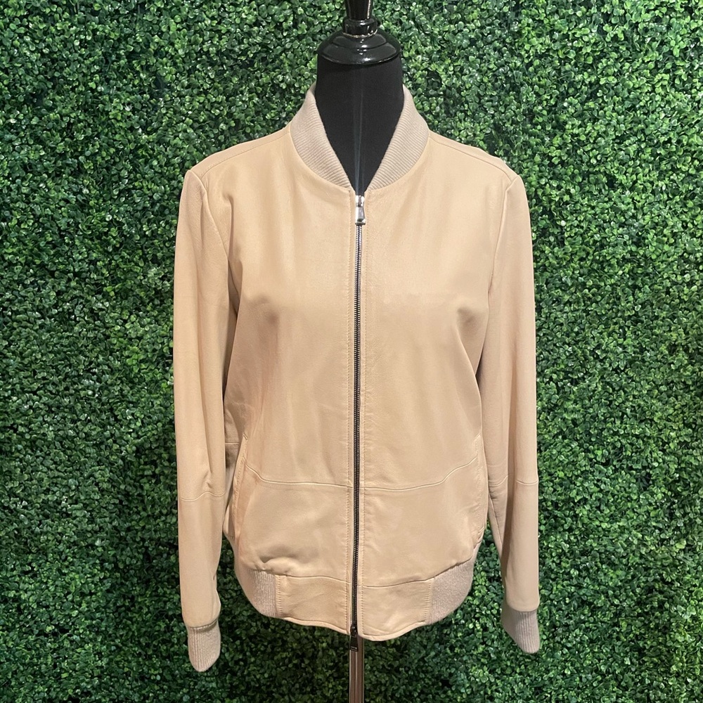 Vince leather bomber jacket - tan